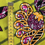 Afrikanischer Wax Print Stoff Baumwolle LIME JUNGLE FLOWER | Meterware