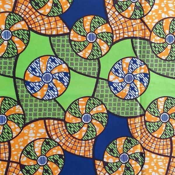 Afrikanischer Wax Print Stoff Baumwolle LIME SUMMER FAN | Meterware