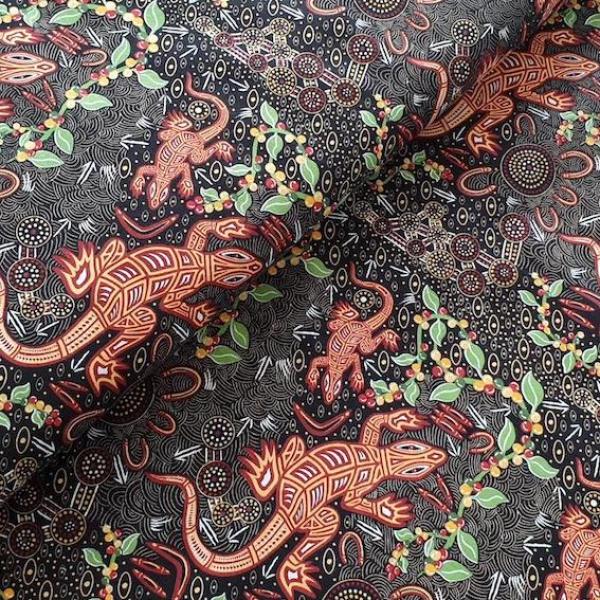 MAN & GOANNA Aborigines Stoff aus Australien