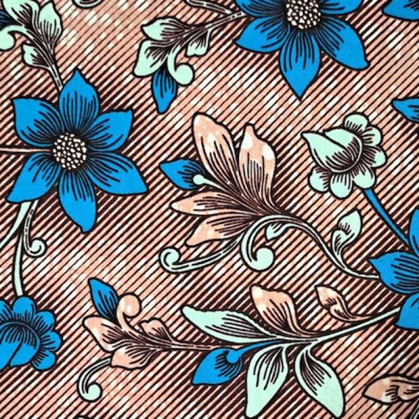 Afrikanischer Wax Print Stoff Baumwolle MINT FLOWERS | Meterware