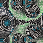 Afrikanischer Wax Print Stoff Baumwolle MINT ORNAMENT | Meterware