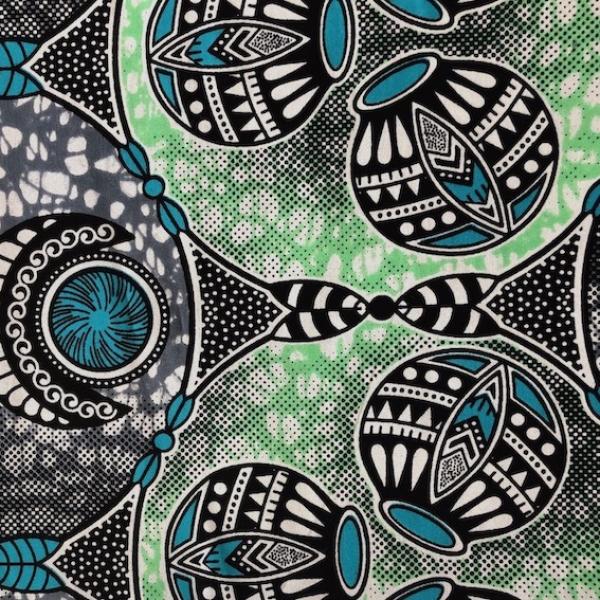 Afrikanischer Wax Print Stoff Baumwolle MINT ORNAMENT | Meterware