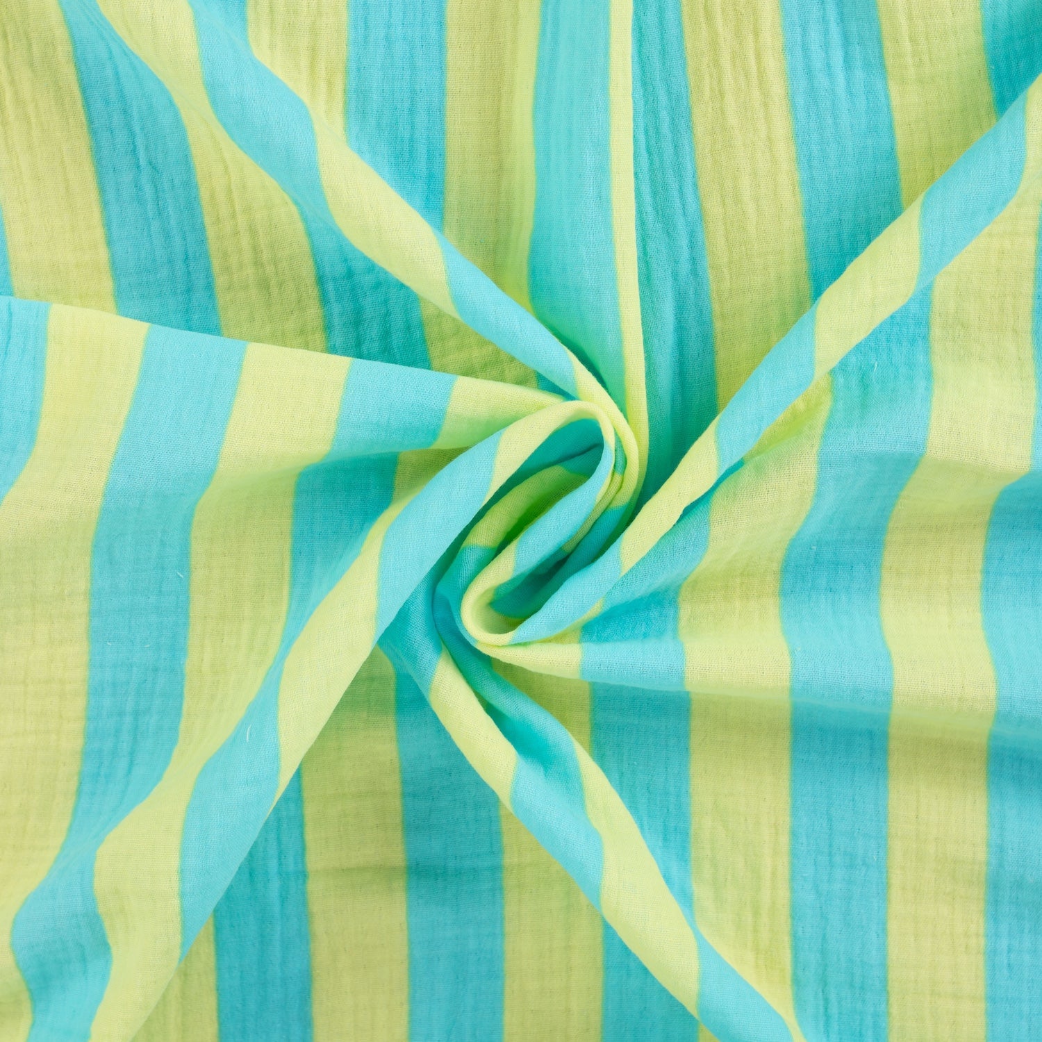 Musselin Double Gauze Baumwolle aqua türkis gelb gestreift – Bambino Print Meterware