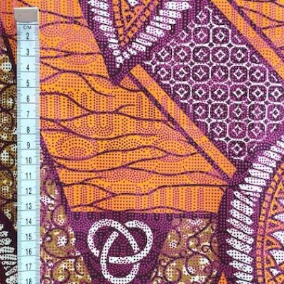 ORANGE-LEAF-PINK-METALLIC Osikani Stoff