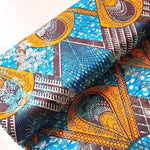 ORANGE BLUE FAN BLUE METALLIC Osikani Stoff