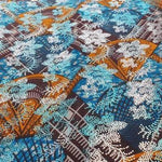 ORANGE BLUE FAN BLUE METALLIC-Osikani Stoff