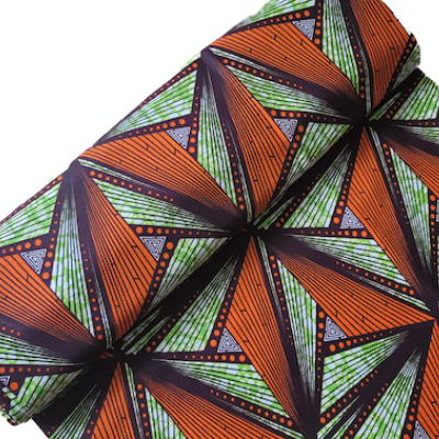 ORANGE GEOMETRIC Waxprint Stoff
