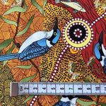 ORANGE KINGFISHER CAMP Aborigines Stoff aus Australien