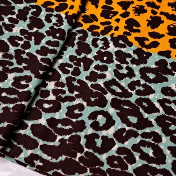Afrikanischer Wax Print Stoff Baumwolle ORANGE LEOPARD | Meterware