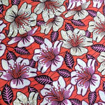 Wax Print Stoff Baumwolle orange pink floral Blumenmuster – Meterware afrikanisch Orange Retro Flowers