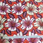 Wax Print Stoff Baumwolle orange pink floral Blumenmuster – Meterware afrikanisch Orange Retro Flowers