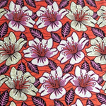 Wax Print Stoff Baumwolle orange pink floral Blumenmuster – Meterware afrikanisch Orange Retro Flowers
