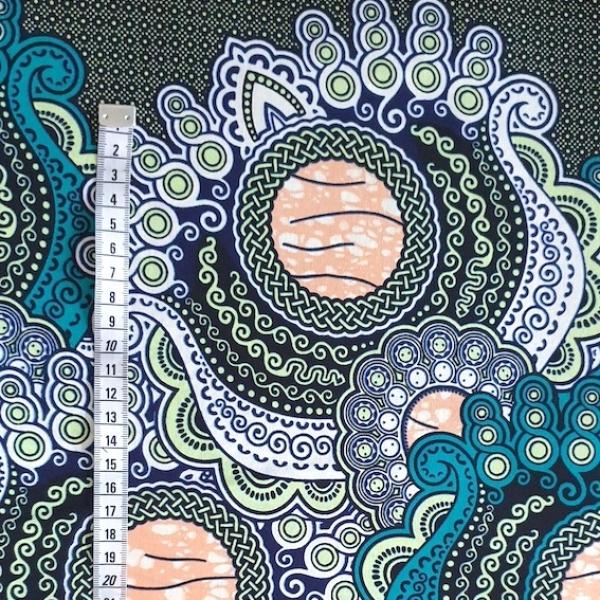 Afrikanischer Wax Print Stoff Baumwolle ORIENTAL PETROL | Meterware