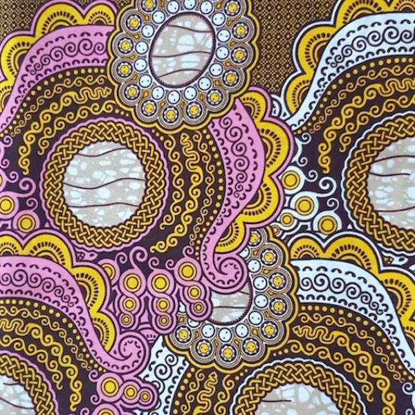 Afrikanischer Wax Print Stoff Baumwolle ORIENTAL PINK OCHER | Meterware