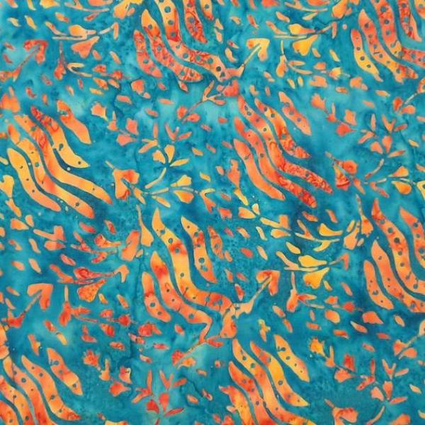 PETROL ORANGE - Madrid - Batikstoff aus Indonesien