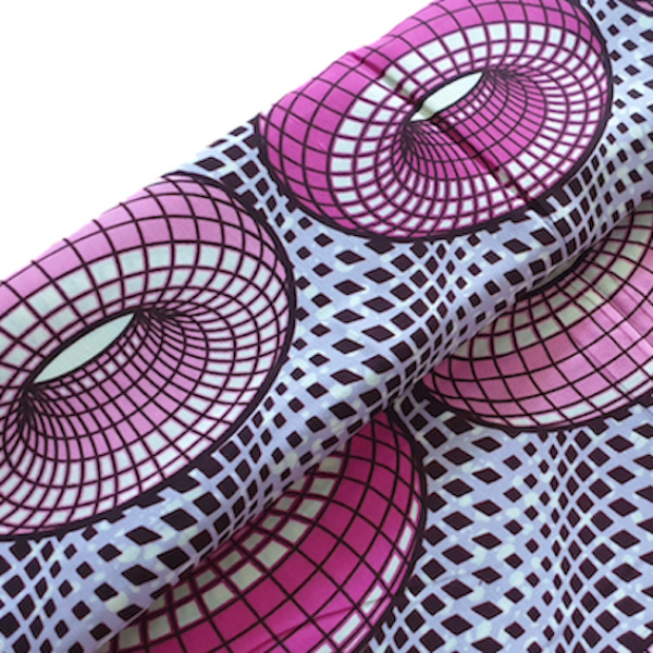 Afrikanischer Wax Print Stoff Baumwolle PINK DONUT | Meterware