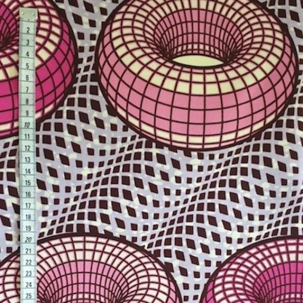 Afrikanischer Wax Print Stoff Baumwolle PINK DONUT | Meterware