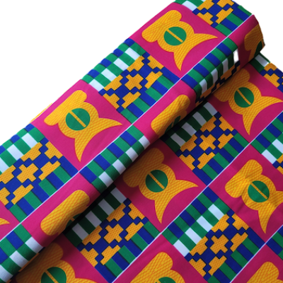 PINK GEOMETRIC Afrikanischer-Kente-Stoff