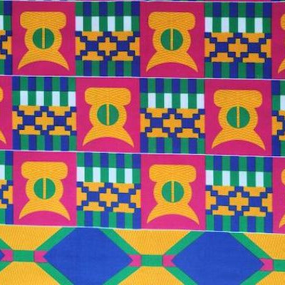 PINK GEOMETRIC Afrikanischer-Kente-Stoff