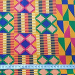 PINK GREEN CROSS-Afrikanischer-Kente-Stoff-