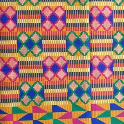 PINK GREEN CROSS Afrikanischer-Kente-Stoff