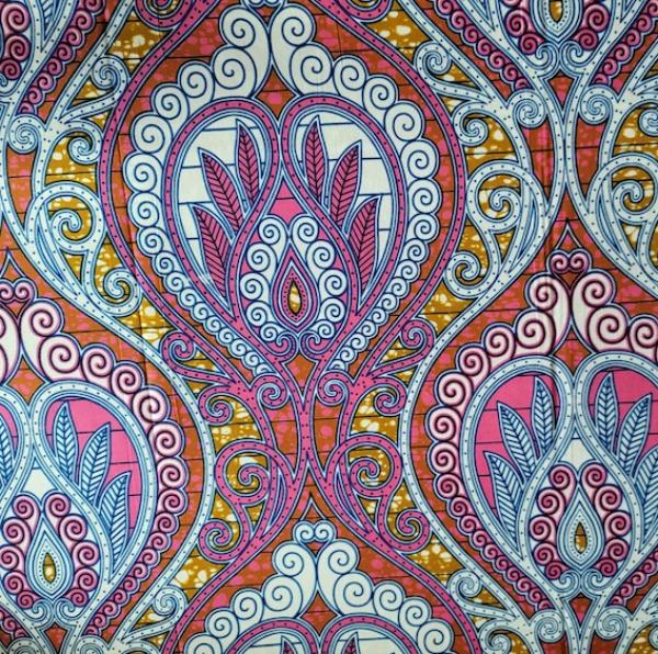 Wax Print Stoff Baumwolle pink Ornamentmuster – Meterware afrikanisch Pink Indian Ornament