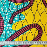 Wax Print Stoff Baumwolle türkis pink Schlangenmuster – Meterware afrikanisch Pink Snake