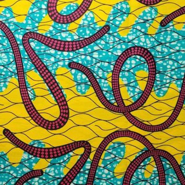 Wax Print Stoff Baumwolle türkis pink Schlangenmuster – Meterware afrikanisch Pink Snake