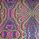 Wax Print Stoff Baumwolle lila gold Perlenkette – Meterware afrikanisch Purple Gold Pearl Necklace