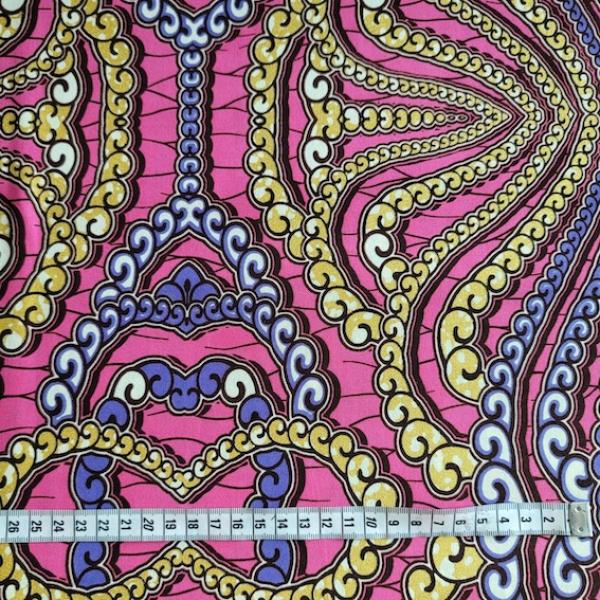 Wax Print Stoff Baumwolle lila gold Perlenkette – Meterware afrikanisch Purple Gold Pearl Necklace