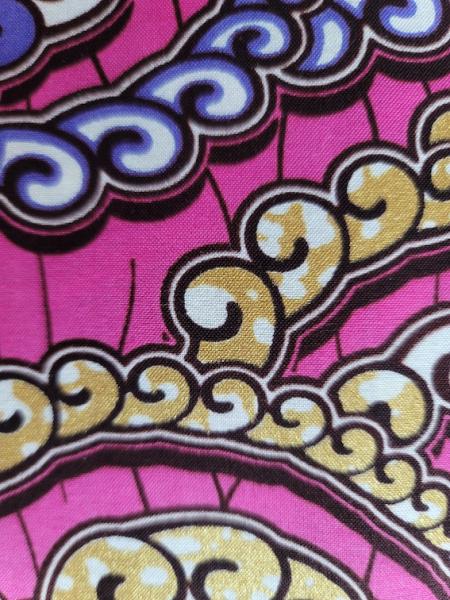 Wax Print Stoff Baumwolle lila gold Perlenkette – Meterware afrikanisch Purple Gold Pearl Necklace