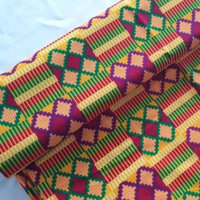 PURPLE GREEN CROSS Afrikanischer-Kente-Stoff