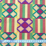 PURPLE GREEN CROSS-Afrikanischer-Kente-Stoff-