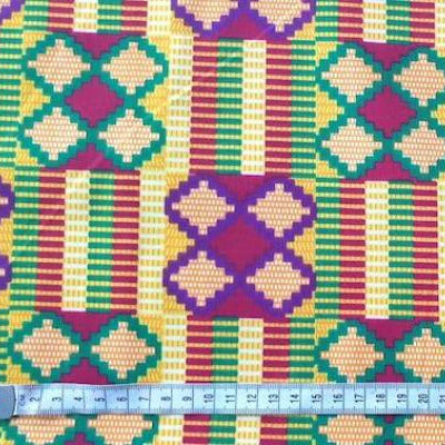 PURPLE GREEN CROSS-Afrikanischer-Kente-Stoff-