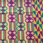 PURPLE GREEN CROSS Afrikanischer-Kente-Stoff