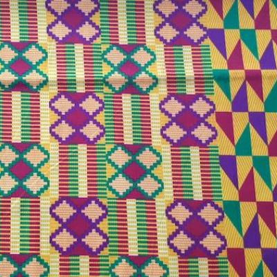 PURPLE GREEN CROSS Afrikanischer-Kente-Stoff
