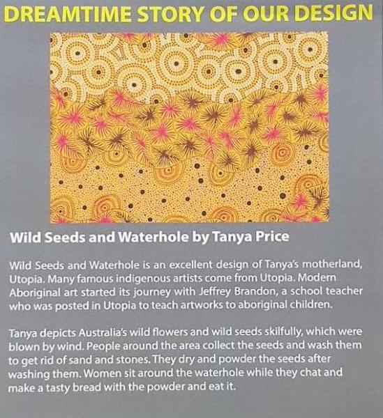 RED WILD SEED & WATERHOLE Aborigines Stoff aus Australien