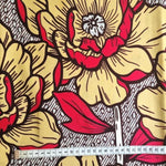 Afrikanischer Wax Print Stoff Baumwolle RED BEIGE FLOWERS