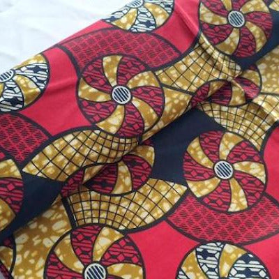 RED SUMMER FAN Waxprint Stoff