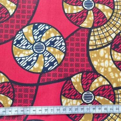 RED SUMMER FAN Waxprint Stoff