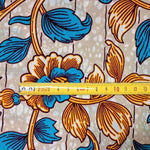 Afrikanischer Wax Print Stoff Baumwolle ROMANTIC BLUE FLOWERS | Meterware