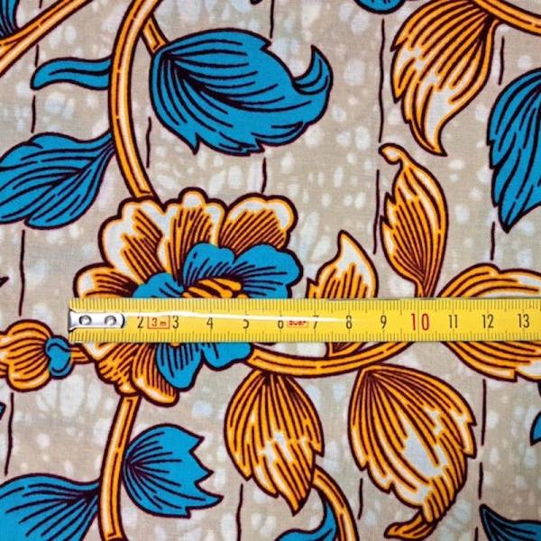 Afrikanischer Wax Print Stoff Baumwolle ROMANTIC BLUE FLOWERS | Meterware