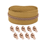 Reißverschluss & Zipper im Set – 3 Meter inkl. 9 Zipper (Kupfer/Curry)