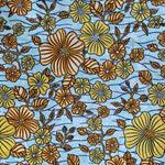 Wax Print Stoff Baumwolle blau gelb floral Blumenmuster – Meterware afrikanisch Summer Flowers