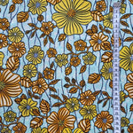 Wax Print Stoff Baumwolle blau gelb floral Blumenmuster – Meterware afrikanisch Summer Flowers