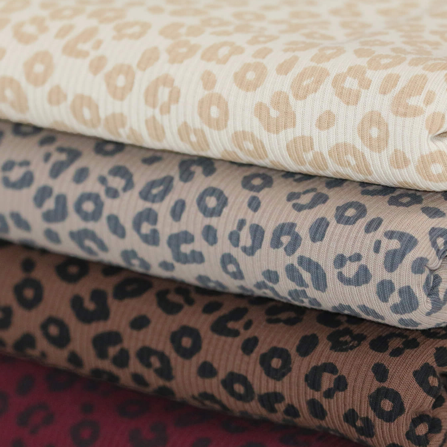 Rippjersey Baumwolle "Leo Beige" - Meterware