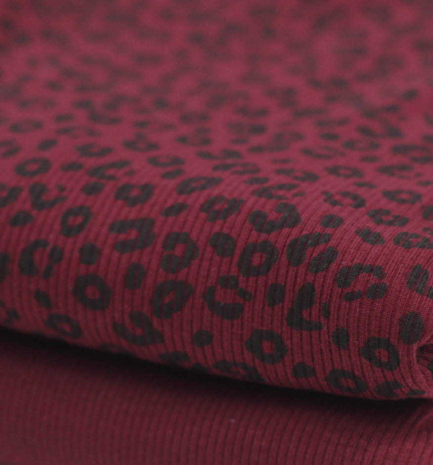 Rippjersey Baumwolle "Leo Bordeaux" - Meterware