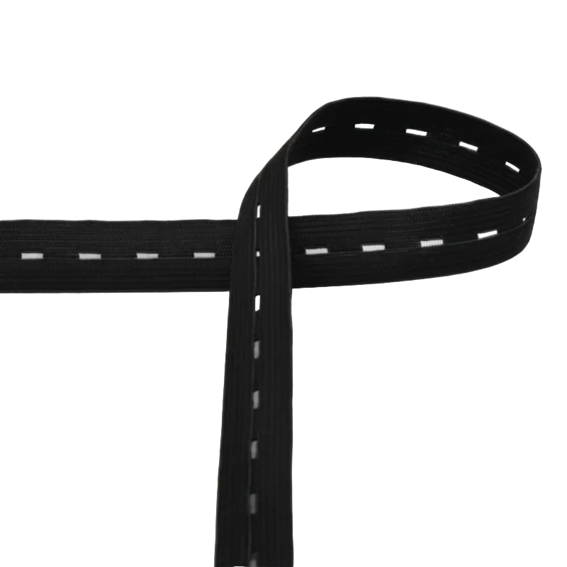 Knopfloch-Gummiband Schwarz 20 mm