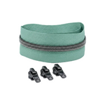 Reißverschluss & Zipper im Set – 1 Meter inkl. 3 Zipper – Gunmetal/Mint