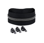 Reißverschluss & Zipper im Set – 1 Meter inkl. 3 Zipper – Gunmetal/Schwarz
